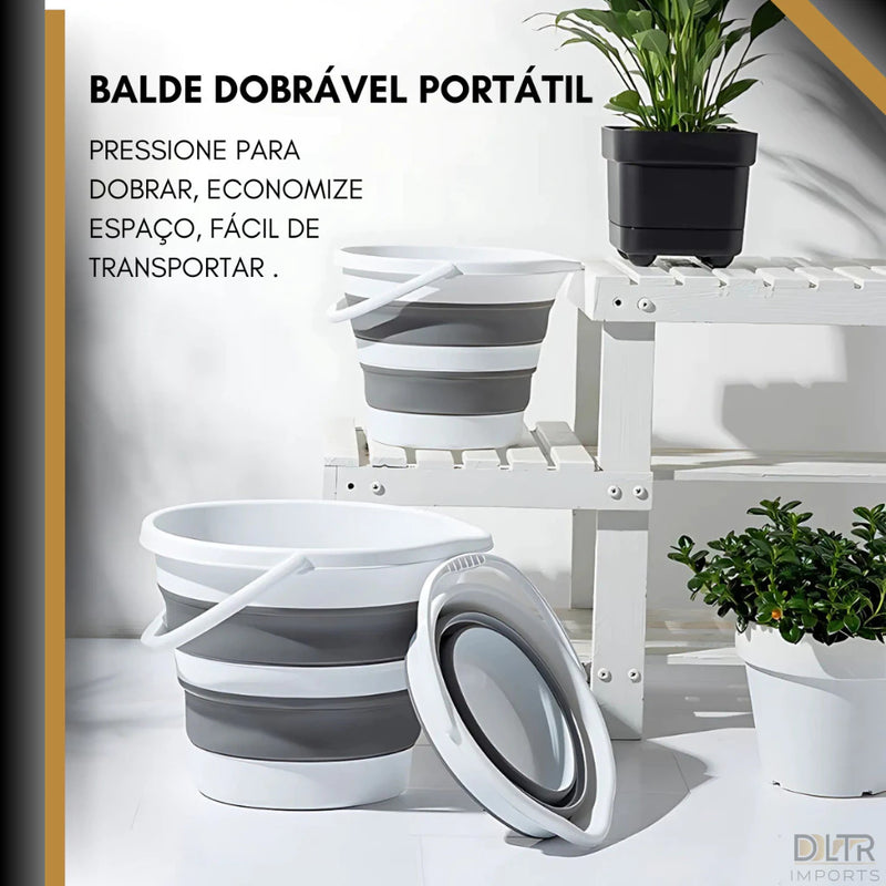 Balde Dobrável Retrátil 10Lt Silicone Plástico Camesa Flexível