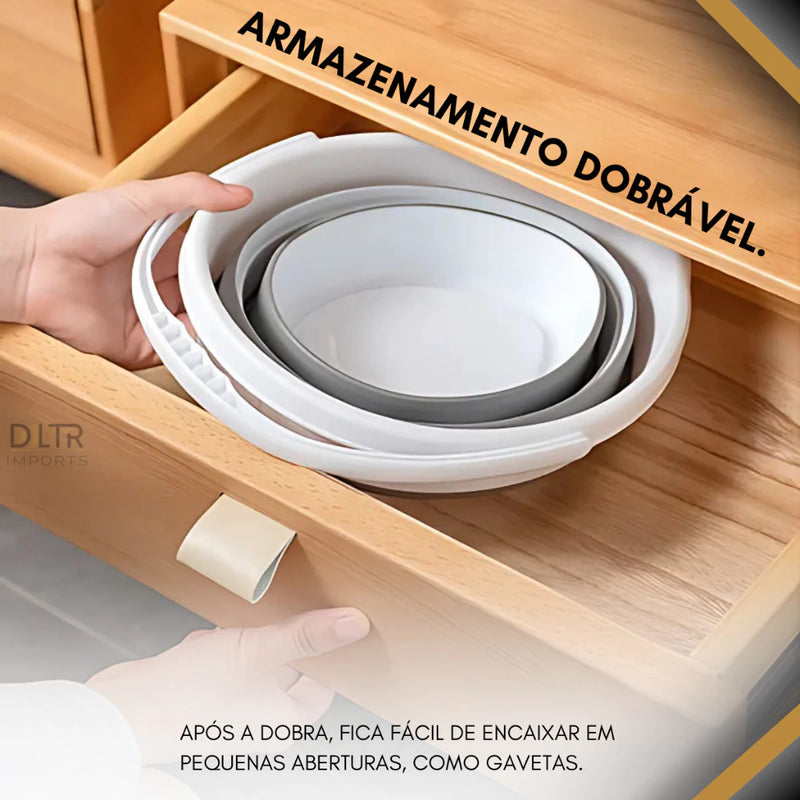 Balde Dobrável Retrátil 10Lt Silicone Plástico Camesa Flexível