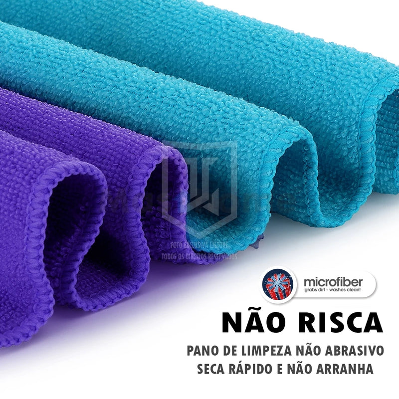 Kit 3 Panos de Chão Microfibra 35x60cm Furo para Rodo
