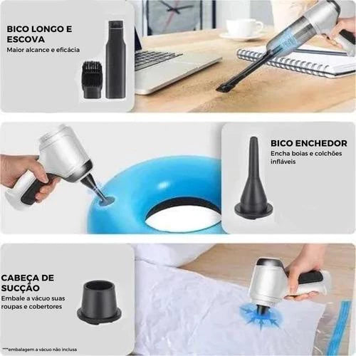 Mini Aspirador Soprador faz Vácuo 5 Em 1 Ar Portátil Usb