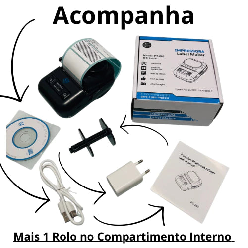 Mini Impressora Térmica De Etiquetas Adesivas Bluetooth