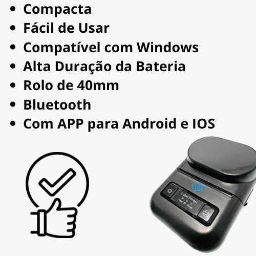 Mini Impressora Térmica De Etiquetas Adesivas Bluetooth