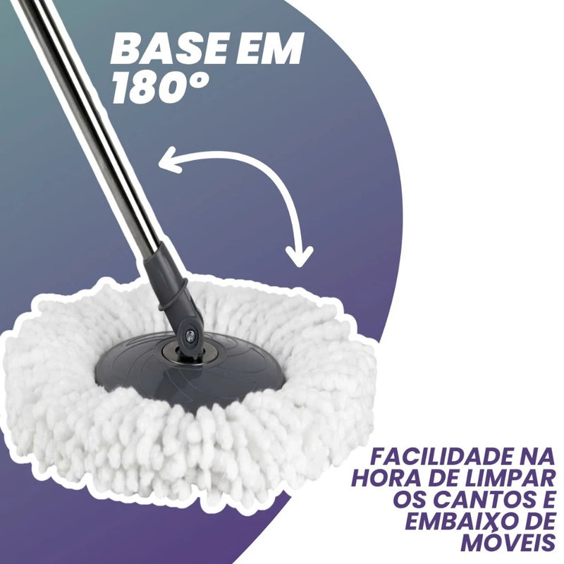 Mop Esfregão Giratório Centrifuga Inox e Cabo Inox de Microfibra