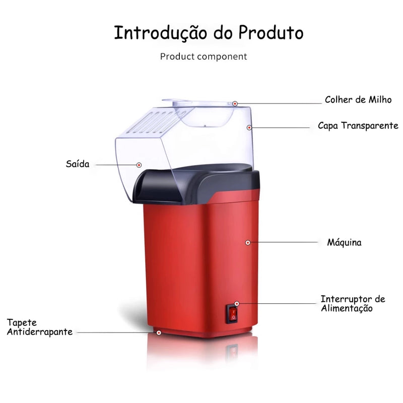 Pipoqueira Elétrica Ar Quente Máquina Fazer Pipoca Sem Óleo