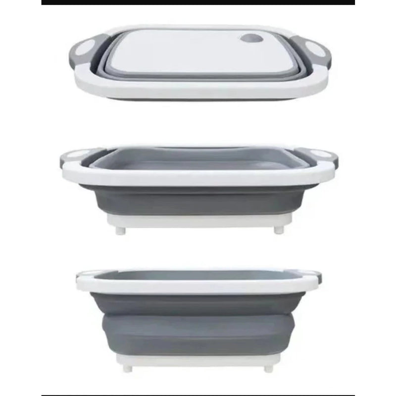 Tábua Bacia Cesta Retrátil Silicone Multifuncional Cozinha 3 em1