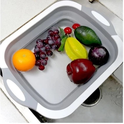 Tábua Bacia Cesta Retrátil Silicone Multifuncional Cozinha 3 em1