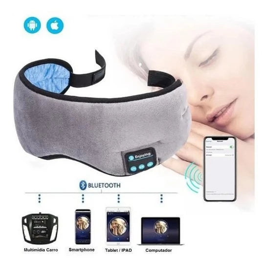Tapa Olho Máscara Dormir Fone De Ouvido Bluetooth Confortável