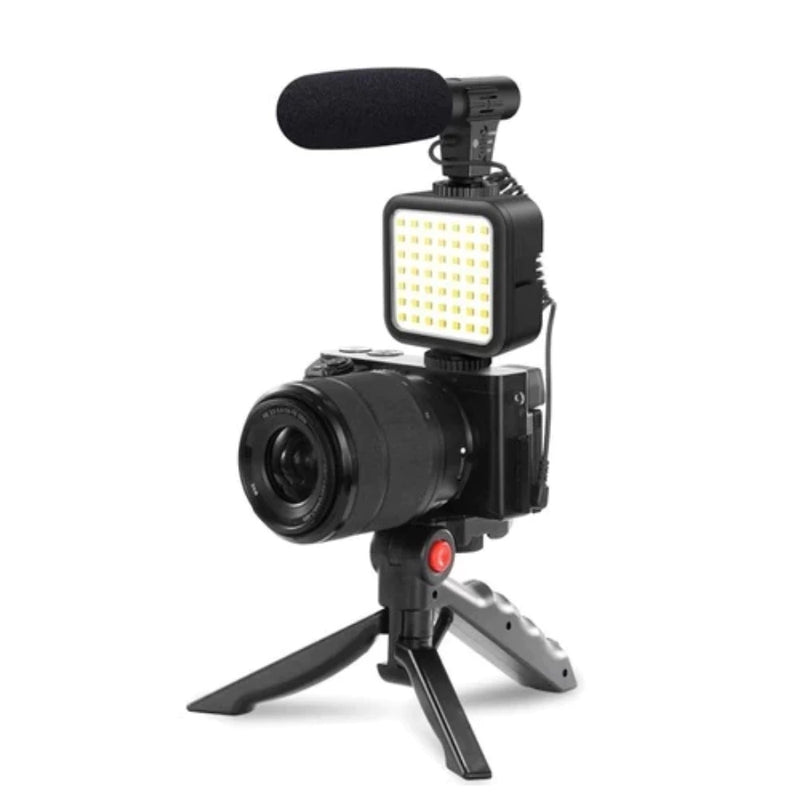 Tripe Vlog Live Suporte Celular Led com Microfone Fazer Vídeos