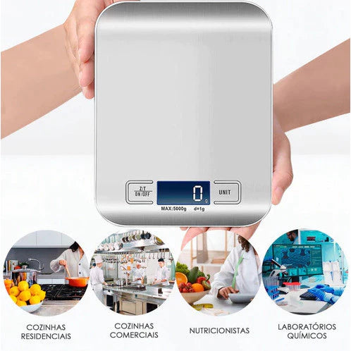 Balança Digital inox Cozinha 10kg Alta Precisão