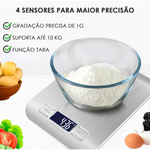 Balança Digital inox Cozinha 10kg Alta Precisão