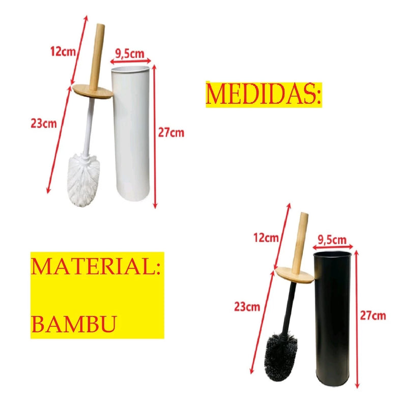 Escova De Vaso Sanitário Cabo E Tampa Bambu
