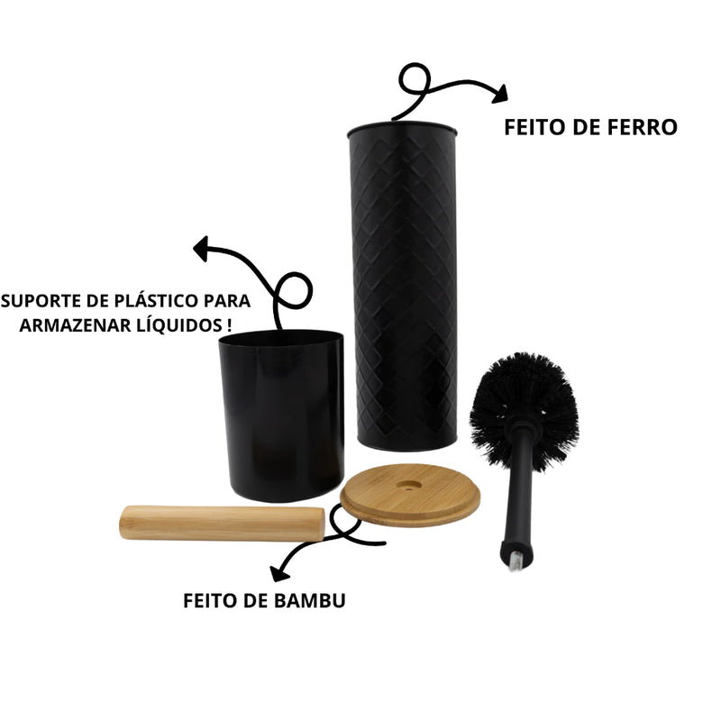 Escova De Vaso Sanitário Cabo E Tampa Bambu