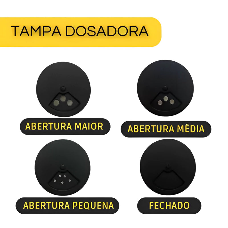 Porta Temperos Giratório Com 9 Potes De Vidro Tampa Dosadora Preto