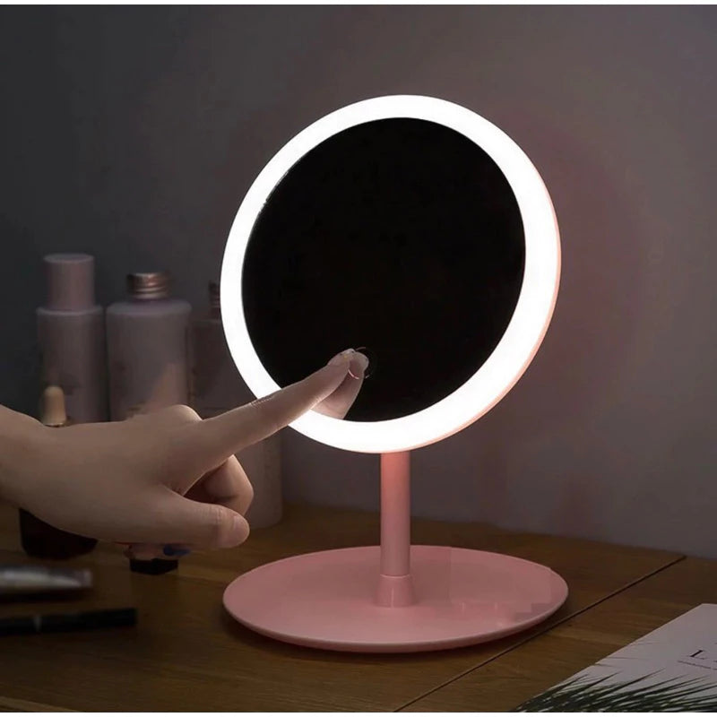 Espelho De Mesa Inteligente Com Luz DeLed Portátil Dobrável Ajustável