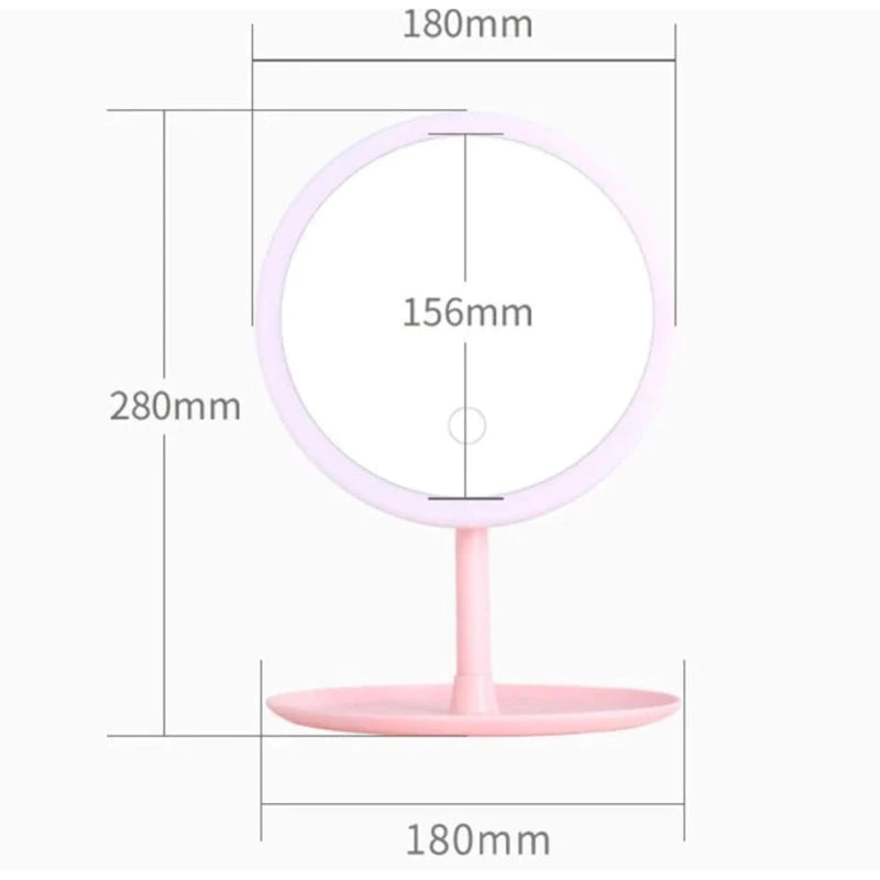 Espelho De Mesa Inteligente Com Luz DeLed Portátil Dobrável Ajustável