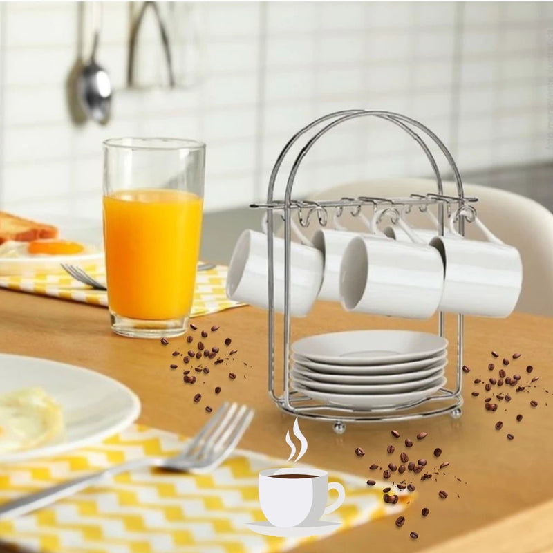 Suporte Porta Xícaras De Café Chá Mesa Armário Com 6 Ganchos